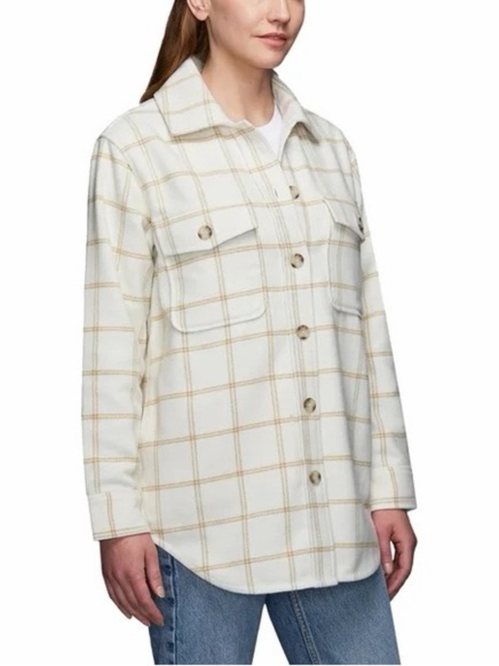 NWT Tilley Cream Plaid Shacket- XS